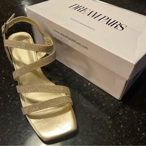 Dream Pairs Women's Glittery Gold Sandals